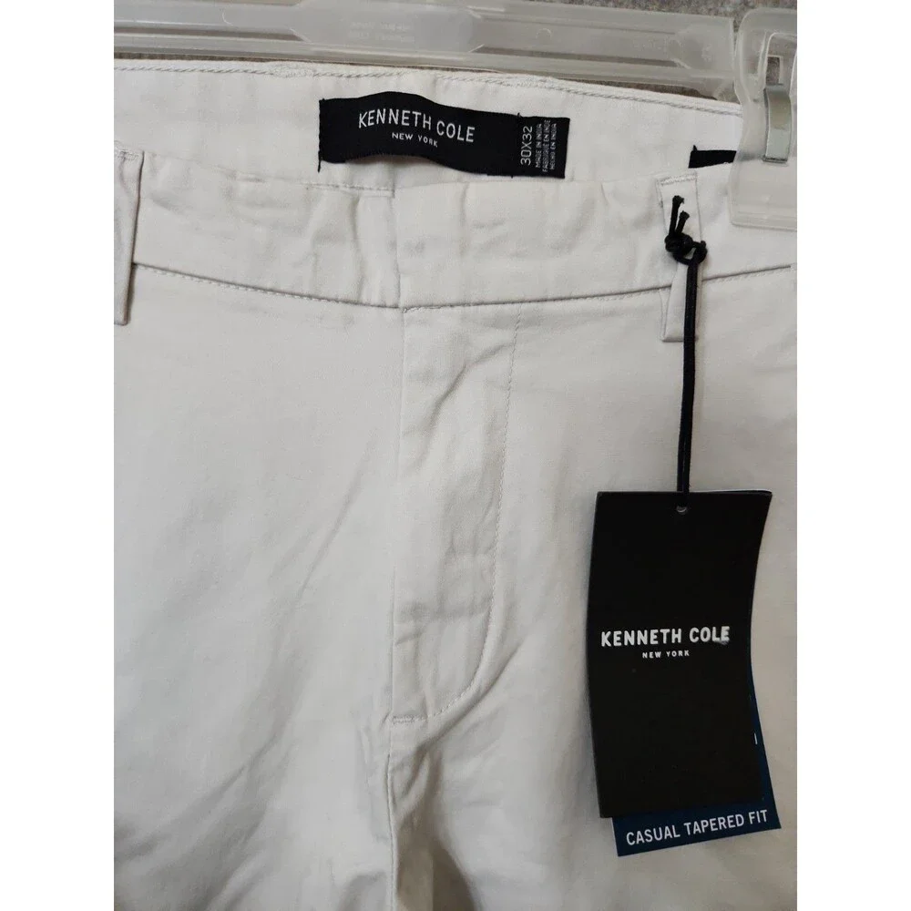 Kenneth Cole Cotton Stretch Cargo Pants Mens 30x32 Lt Gray Flex Tapered NEW